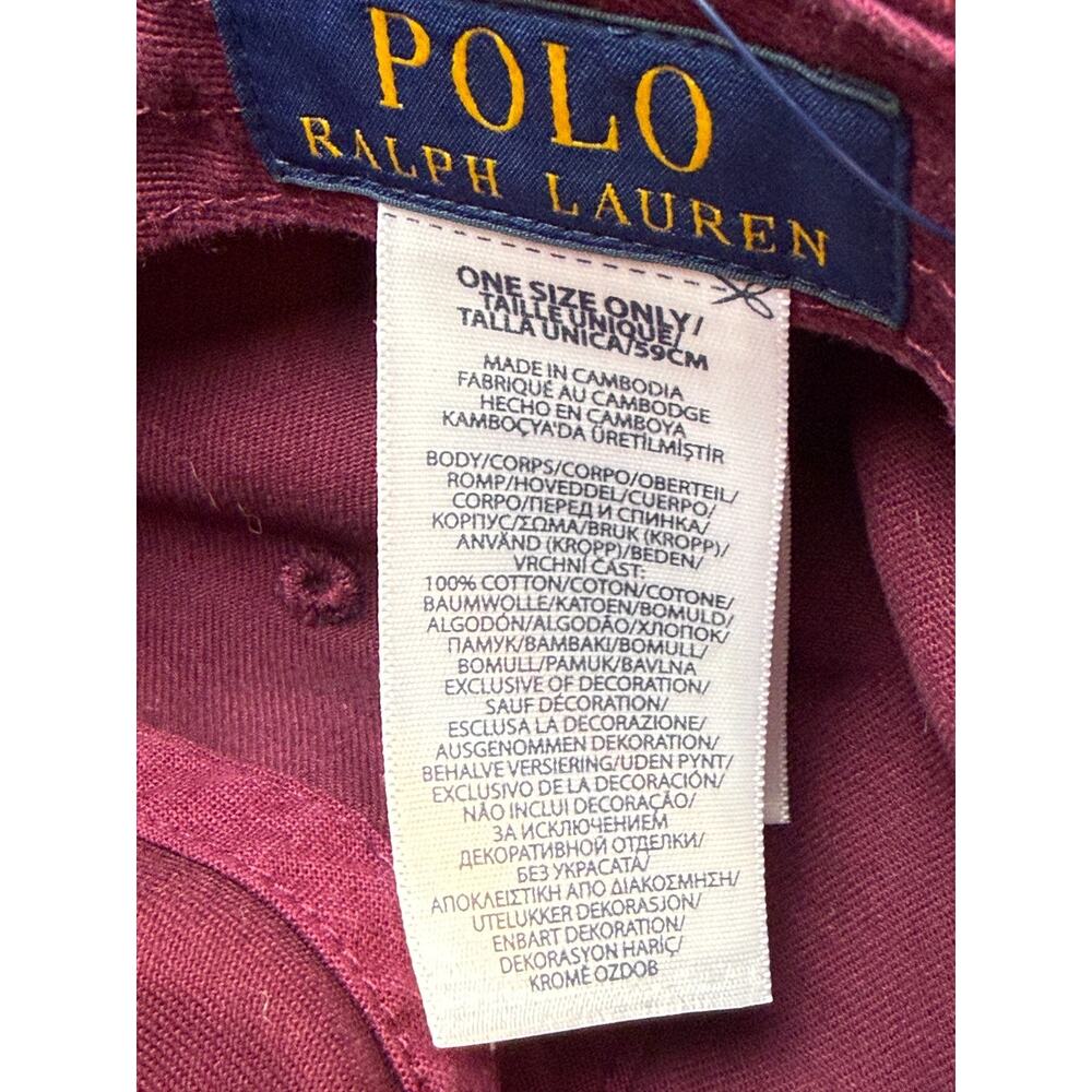 Polo Ralph Lauren Iconic Chino Ball Cap Red Maroon Dad Hat Blue Pony NWT ***READ - Picture 11 of 11